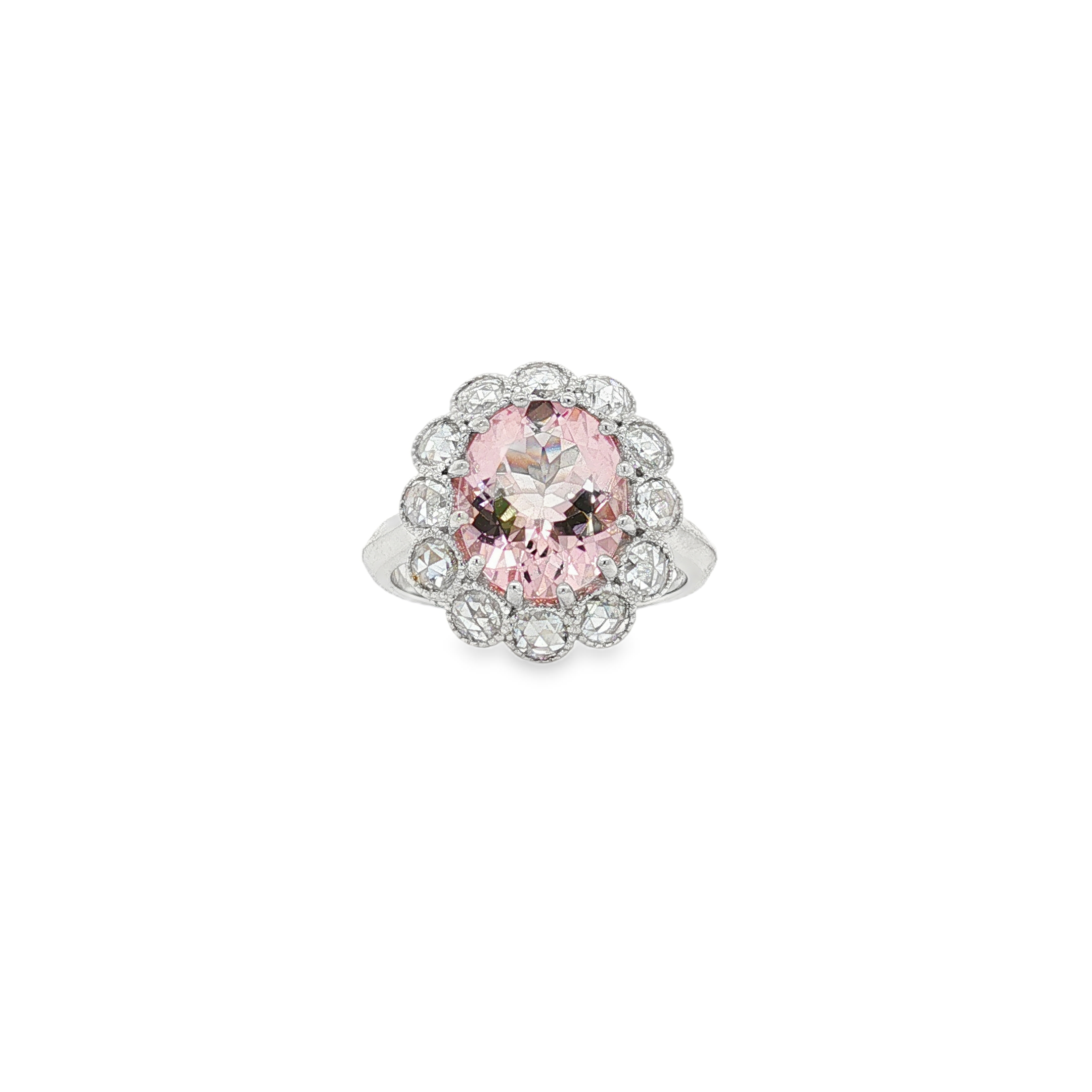 18K White Gold Morganite and Diamond Ring