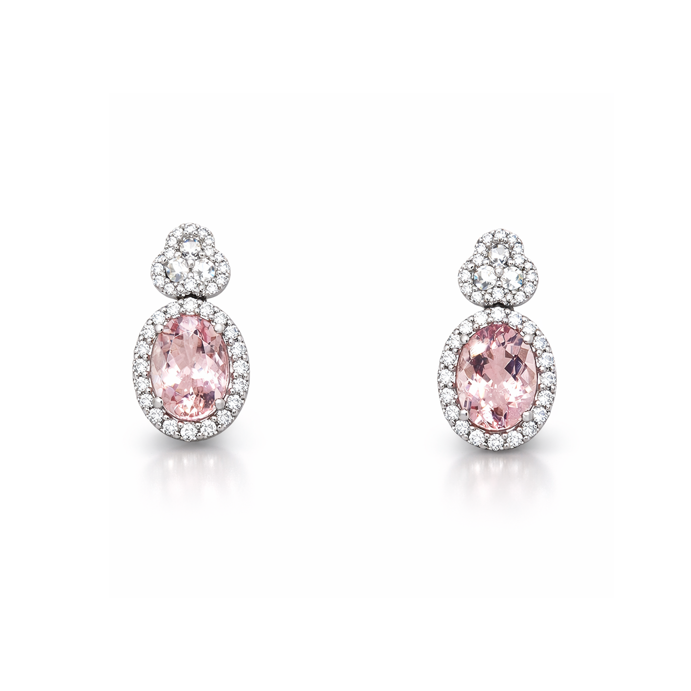 18K White Gold Morganite and Diamond Drop Earrings