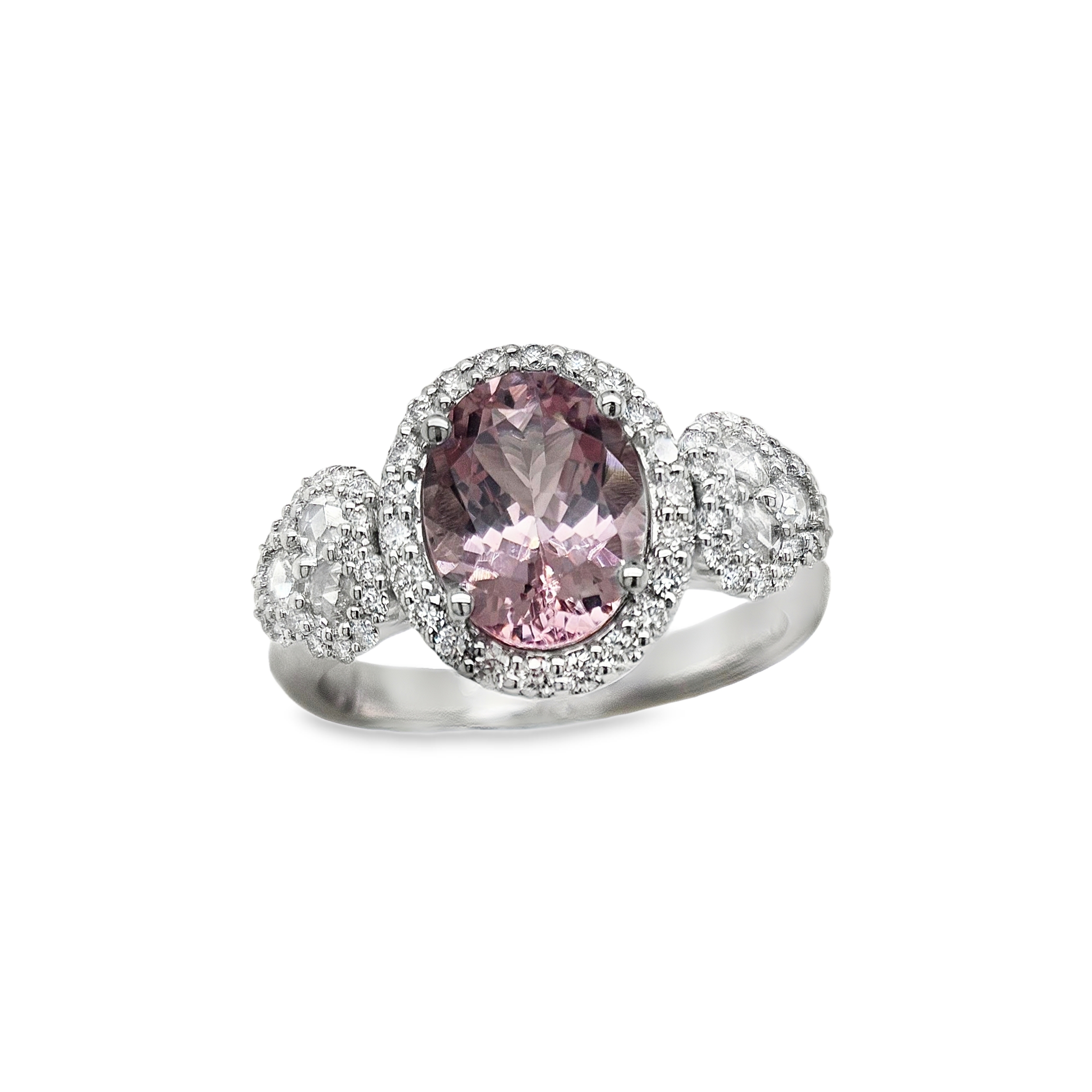 18K White Gold Morganite and Diamond Ring
