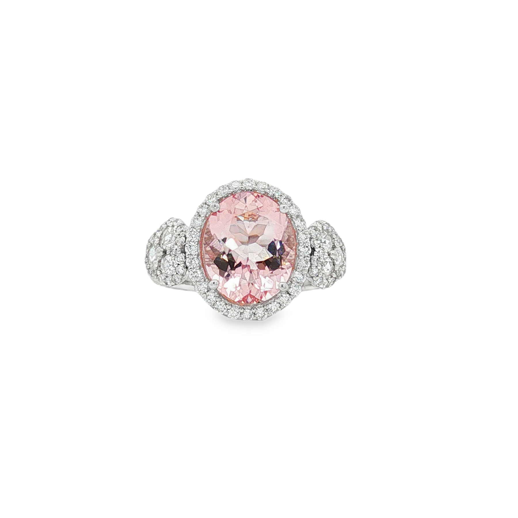 18K White Gold Morganite and Diamond Ring