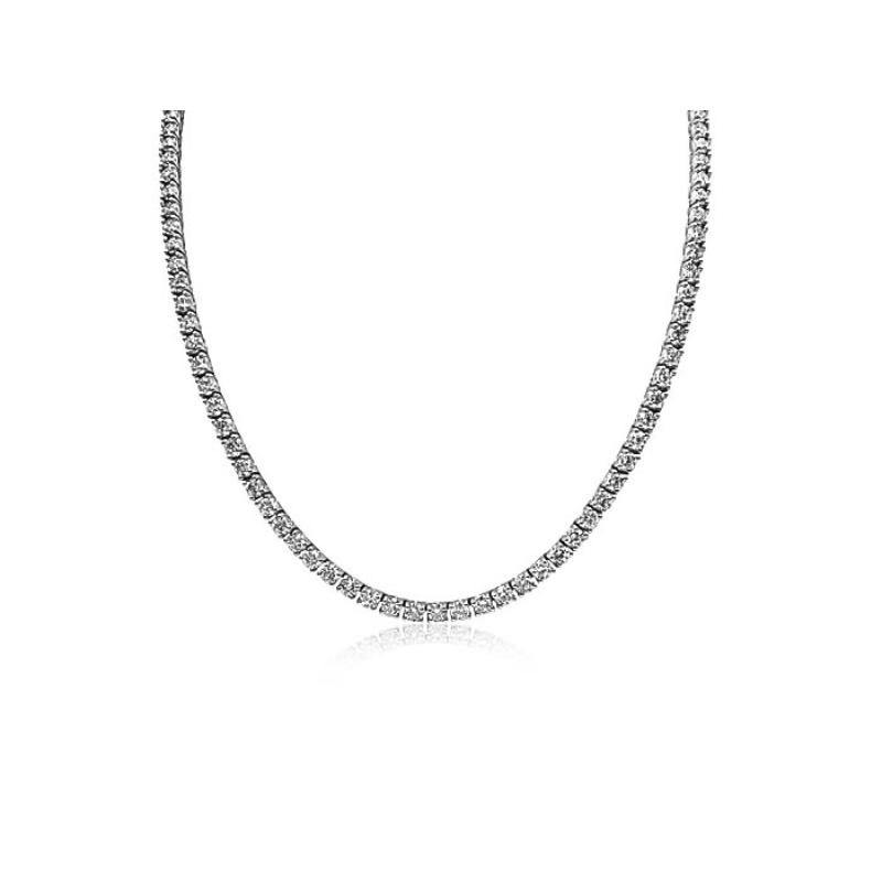 14K White Gold Diamond Tennis Necklace