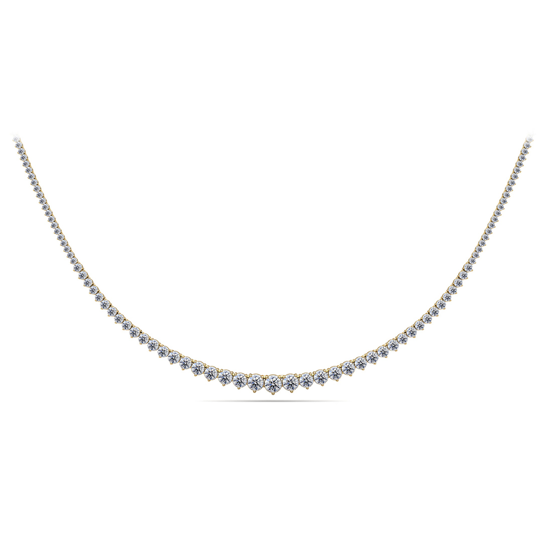 14K Yellow Gold Diamond Tennis Necklace