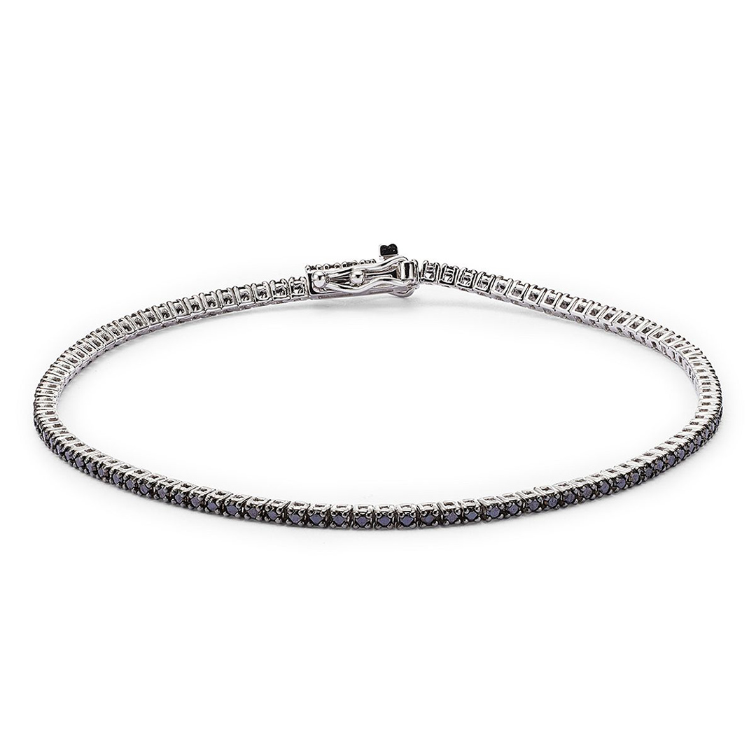 14K White Gold Black Diamond Tennis Bracelet