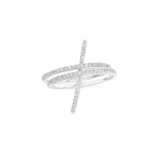 14K White Gold Diamond Crossover Ring