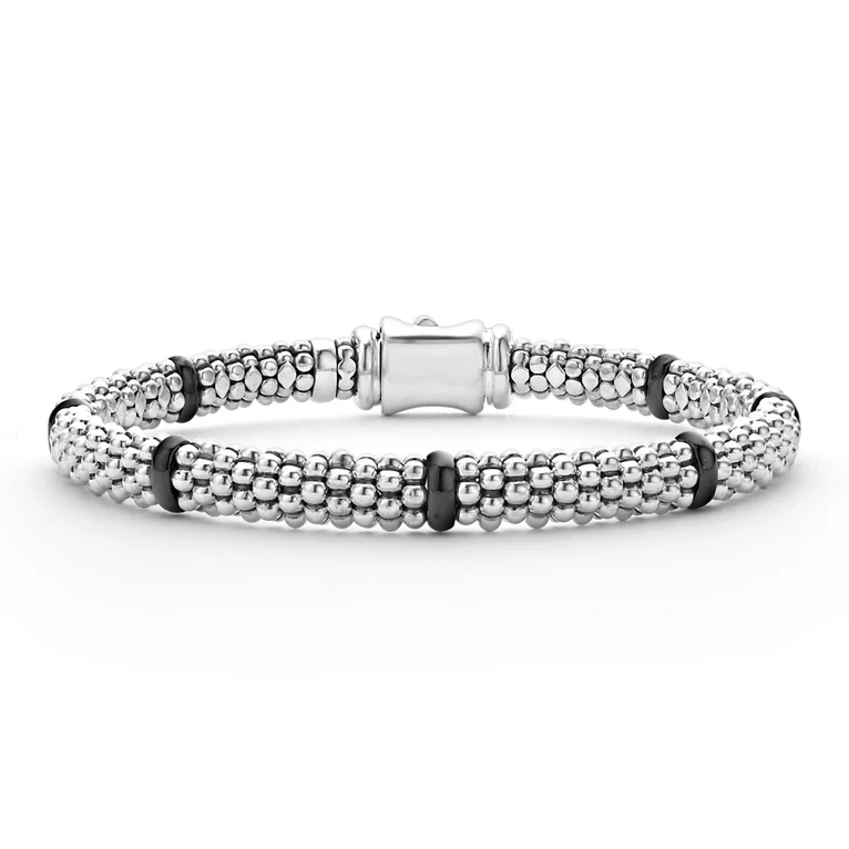 LAGOS Sterling Silver And Black Ceramic Bracelet