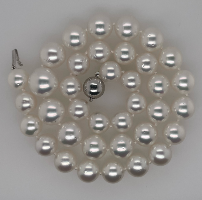 14K White Gold South Sea Pearl and Diamond Necklace