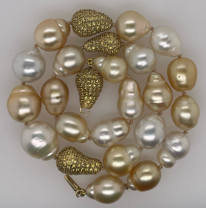 18K Yellow Gold Baroque Pearl Necklace