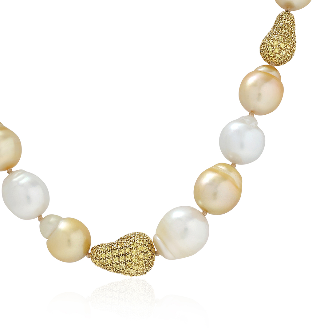 18K Yellow Gold Baroque Pearl Necklace - SB020139