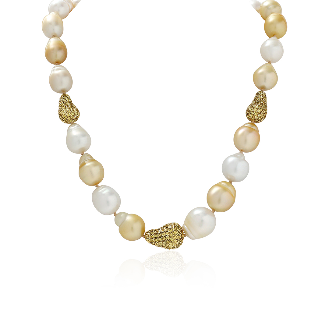 18K Yellow Gold Baroque Pearl Necklace