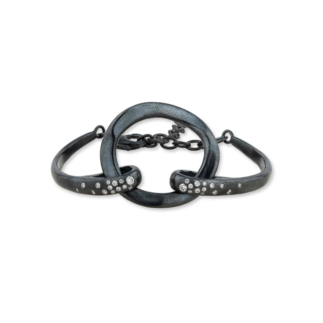 Lika Behar Oxidized Sterling SIlver Diamond Orion Braceler