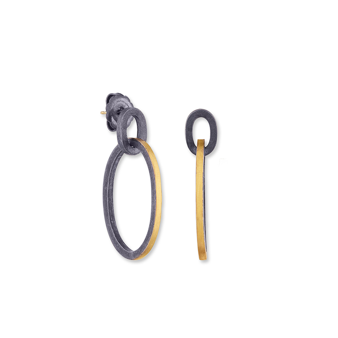 Lika Behar Oxidized Sterling Silver and 24K Yellow Gold Caroline Earrings