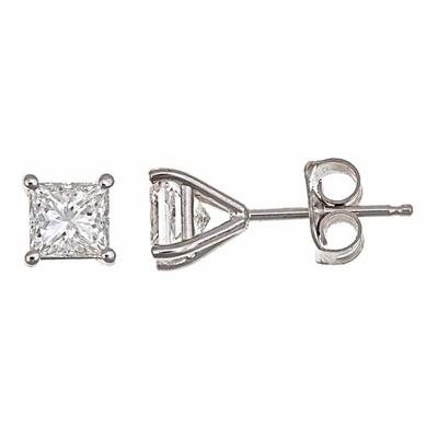 14K White Gold Diamond Stud Earrings