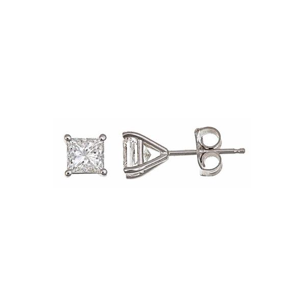 14K White Gold Diamond Stud Earrings