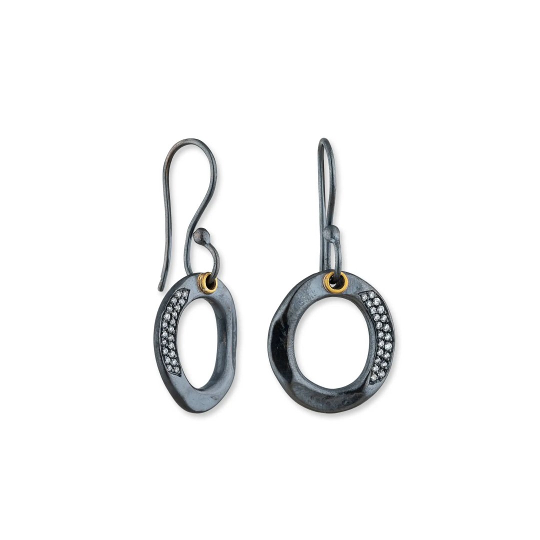 Lika Behar Oxidized Sterling Silver and 24K Yellow Gold Diamond Orion Earrings