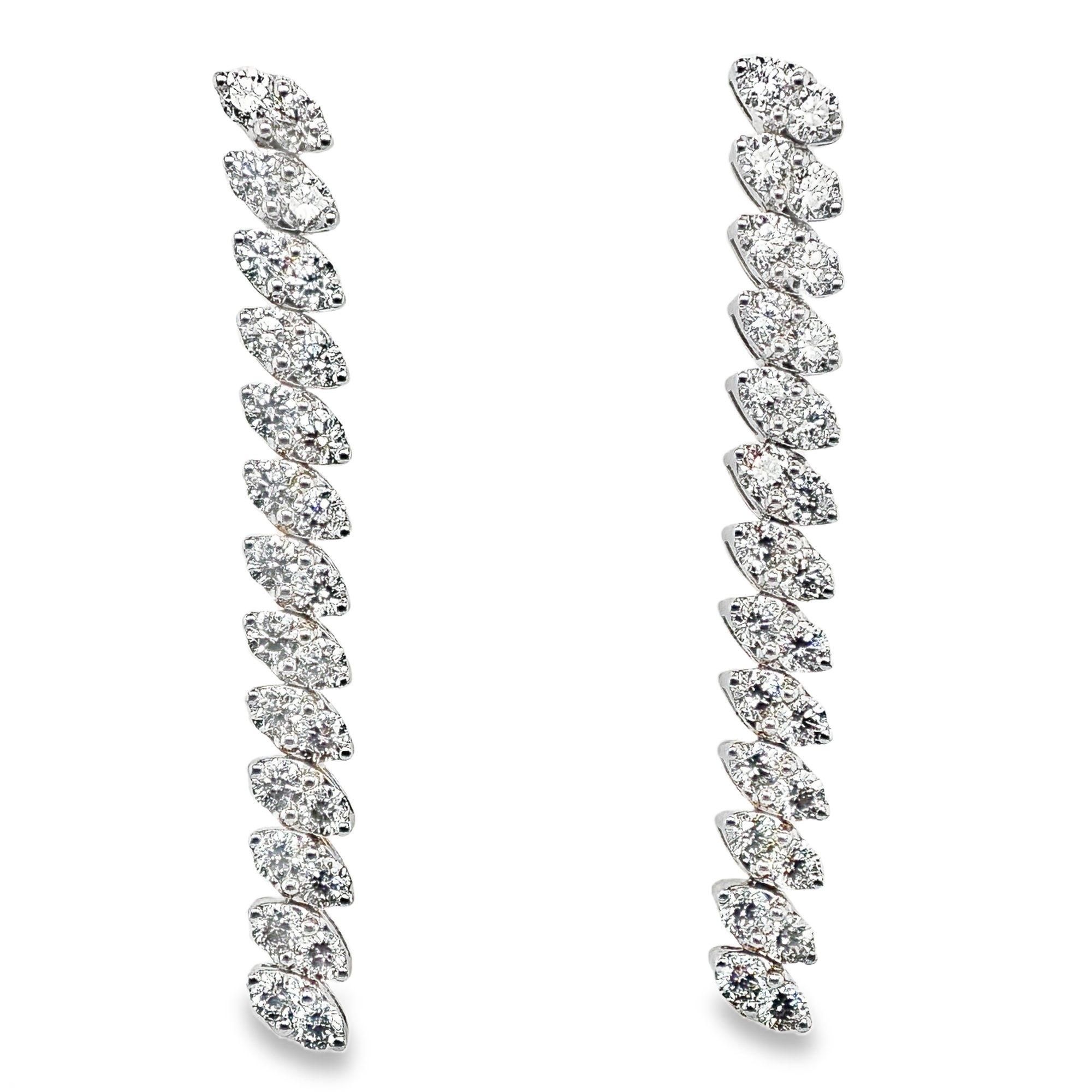 14K White Gold Marquise Shape Diamond Drop Earrings