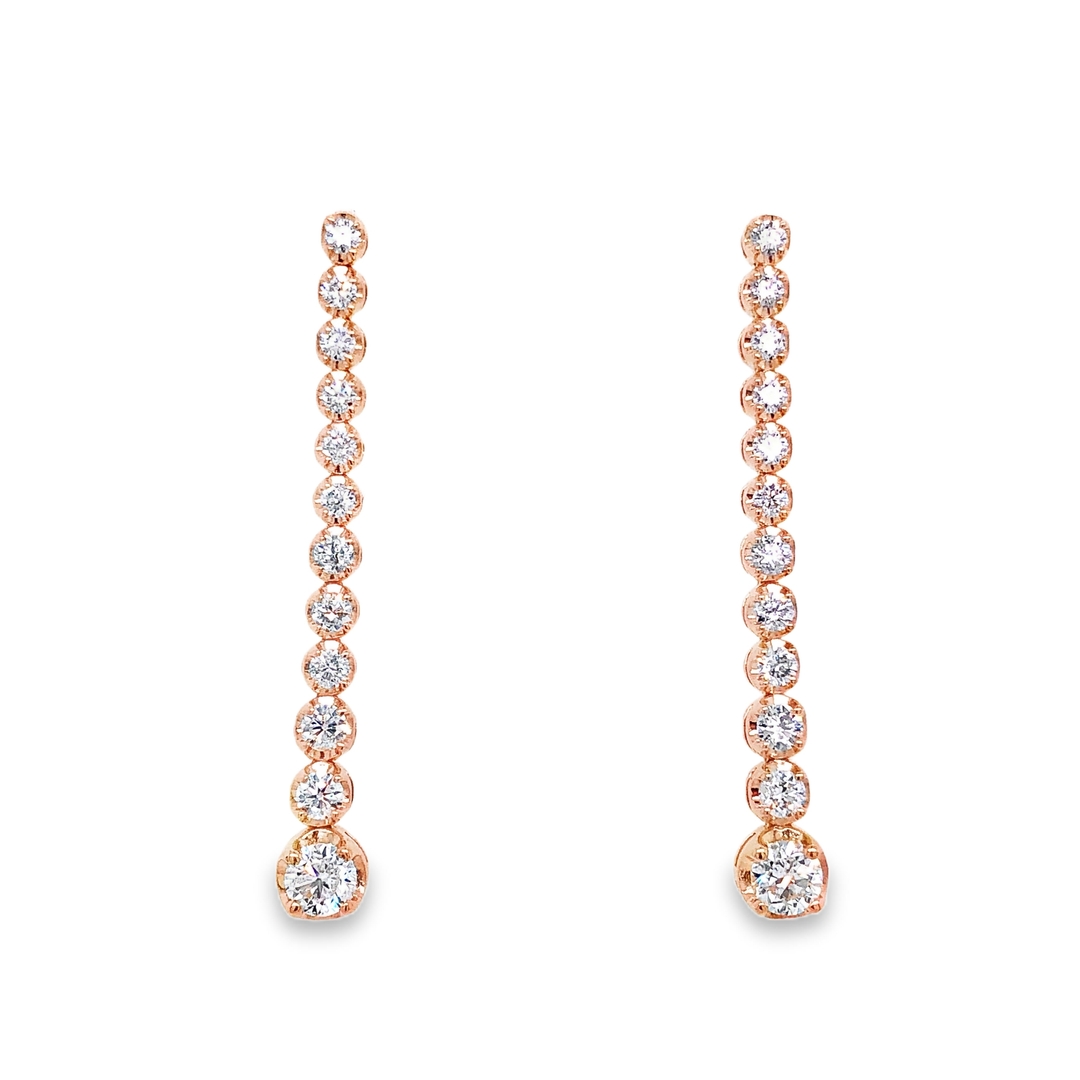 14K Yellow Gold Graduating Diamond Dangle Earrings