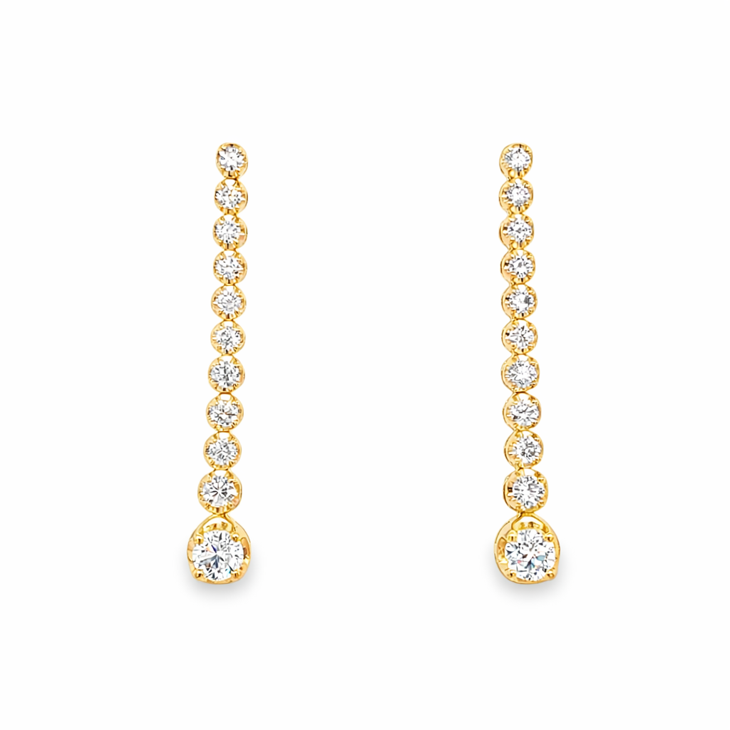 14K Yellow Gold Graduating Diamond Dangle Earrings