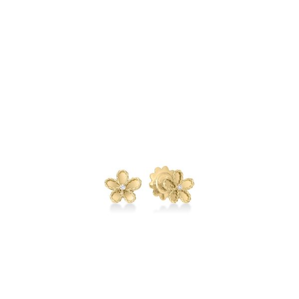 Roberto Coin 18K Yellow Gold Small Diamond Flower Earrings