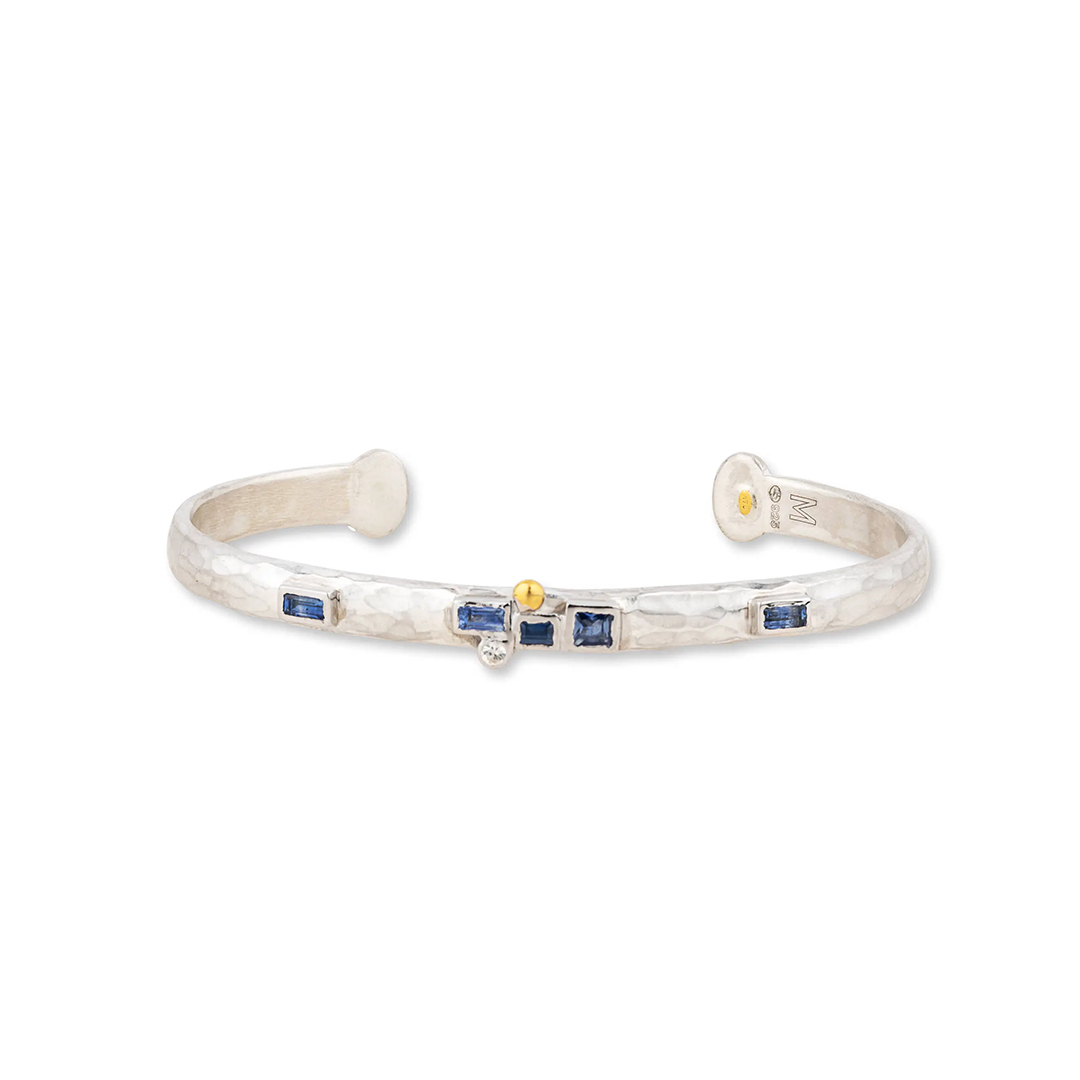 Lika Behar Sterling Silver and 24K Yellow Gold Sapphire Cluster Bracelet