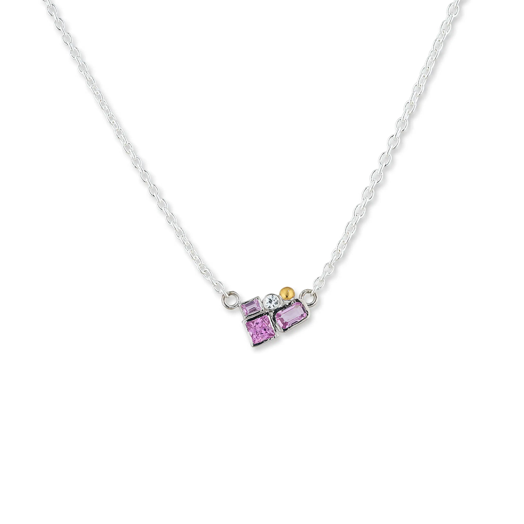 Lika Behar Sterling Silver and 24K Yellow Gold Sapphire Cluster Necklace