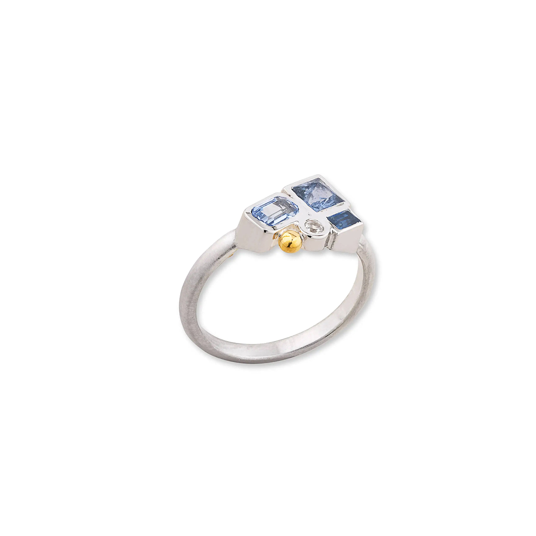 Lika Behar Sterling Silver and 24K Yellow Gold Sapphire Cluster Ring - 4755