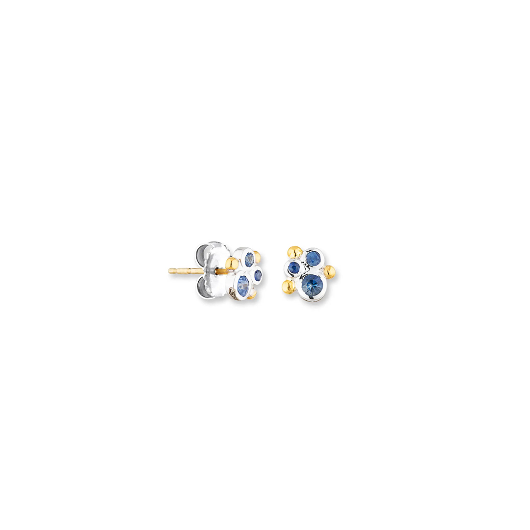 Lika Behar Sterling Silver and 24K Yellow Gold Sapphire Cluster Earrings