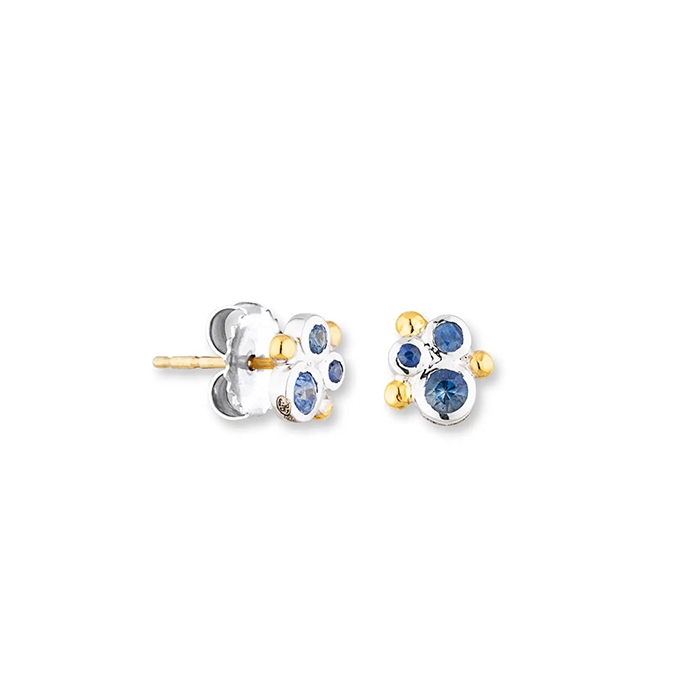 Lika Behar Sterling Silver and 24K Yellow Gold Sapphire Cluster Earrings