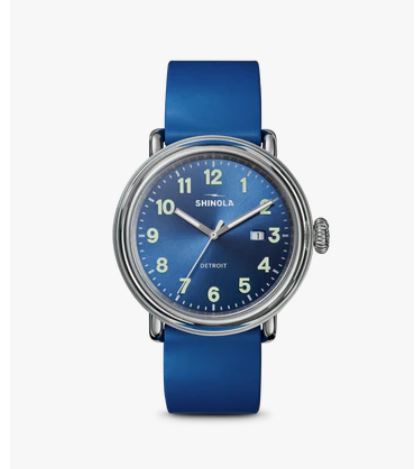 Detrola Watch, 41mm, Blue Rubber Strap