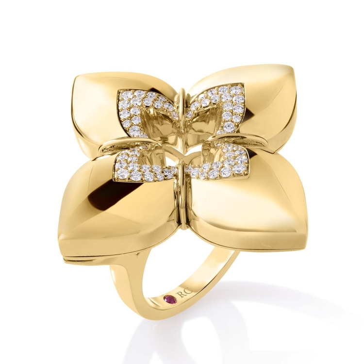 Roberto Coin 18K Yellow Gold Diamond Flower Ring