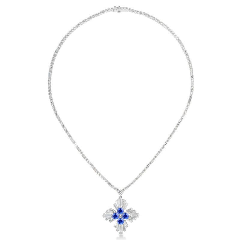 Roberto Coin 18K White Gold Diamond Princess Diamond and Sapphire Necklace - 8883653AW15X