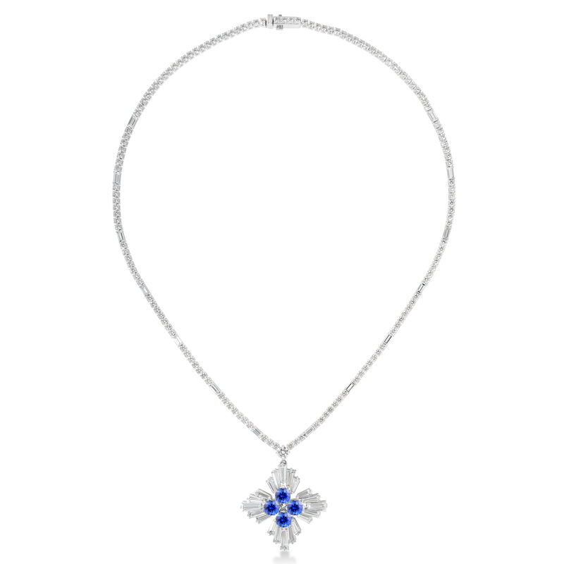 Roberto Coin 18K White Gold Diamond Princess Diamond and Sapphire Necklace