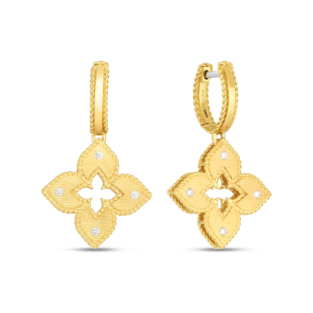 Roberto Coin 18K Yellow Gold Diamond Flower Earrings