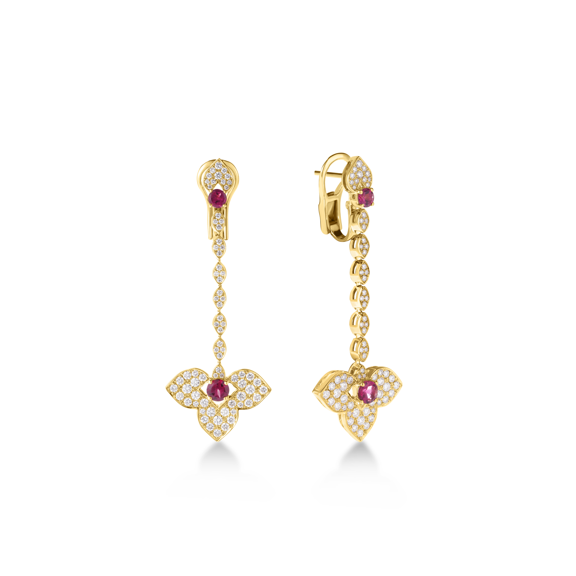 Roberto Coin 18K YELLOW GOLD VENETIAN PRINCESS DIAMOND & RUBELLITE DANGLE EARRINGS