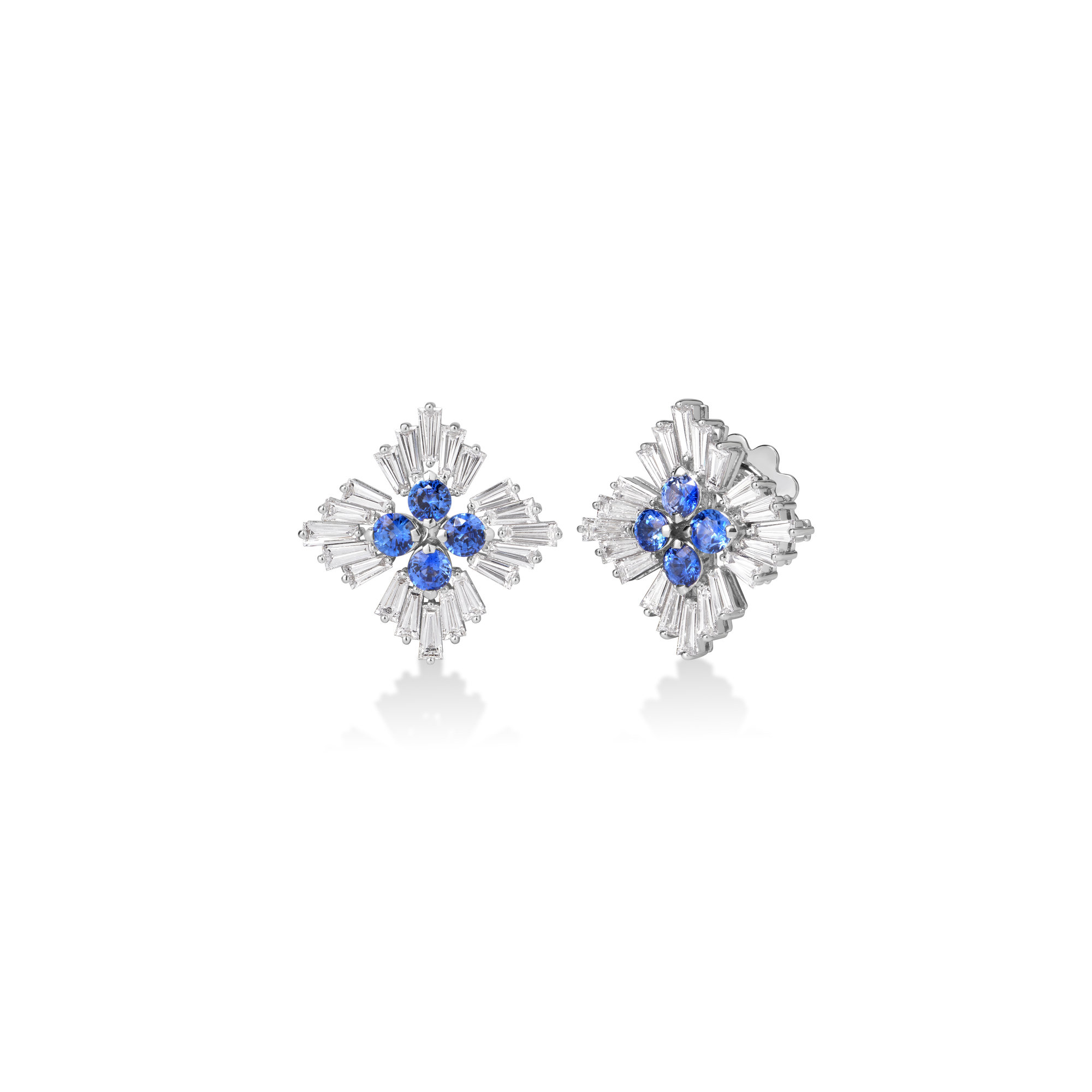 Roberto Coin 18K White Gold Diamond and Sapphire Stud Earrings