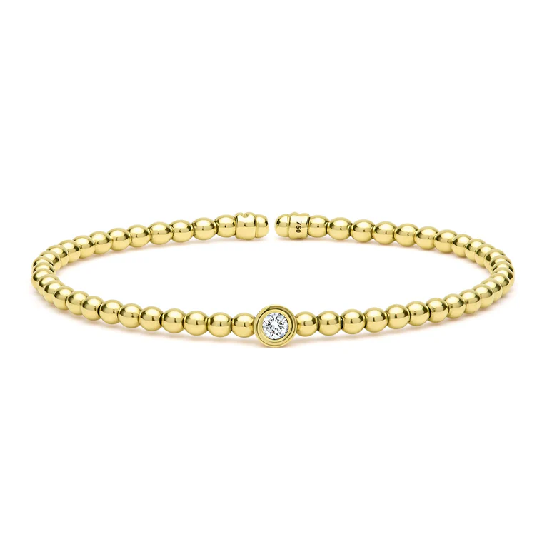 LAGOS 18K Yellow Gold Diamond Beaded Cuff Bracelet