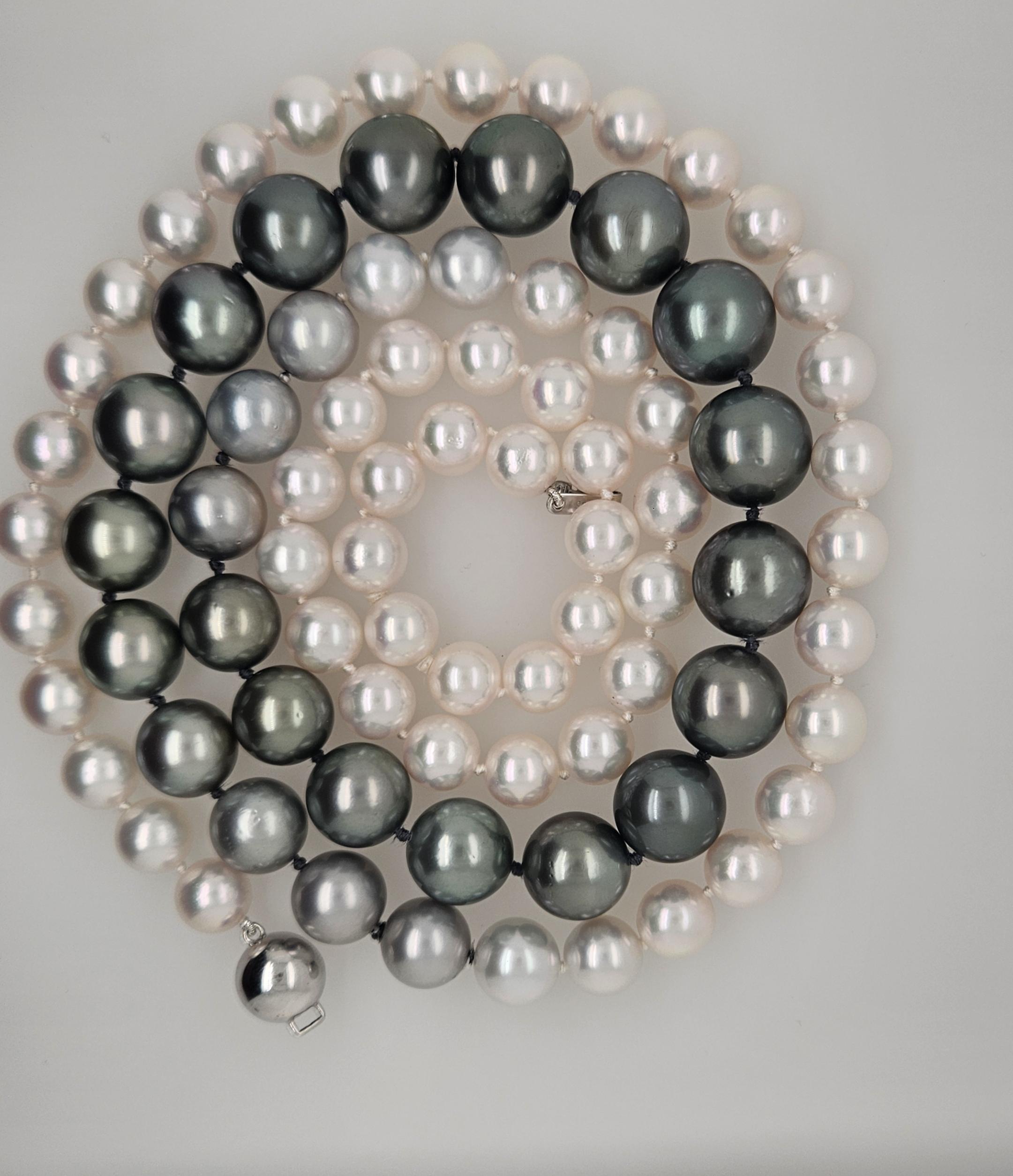 Tahitian and Akoya Pearl Strand Necklace