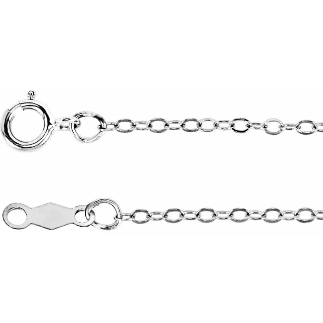14K White Gold Flat Cable Link Chain