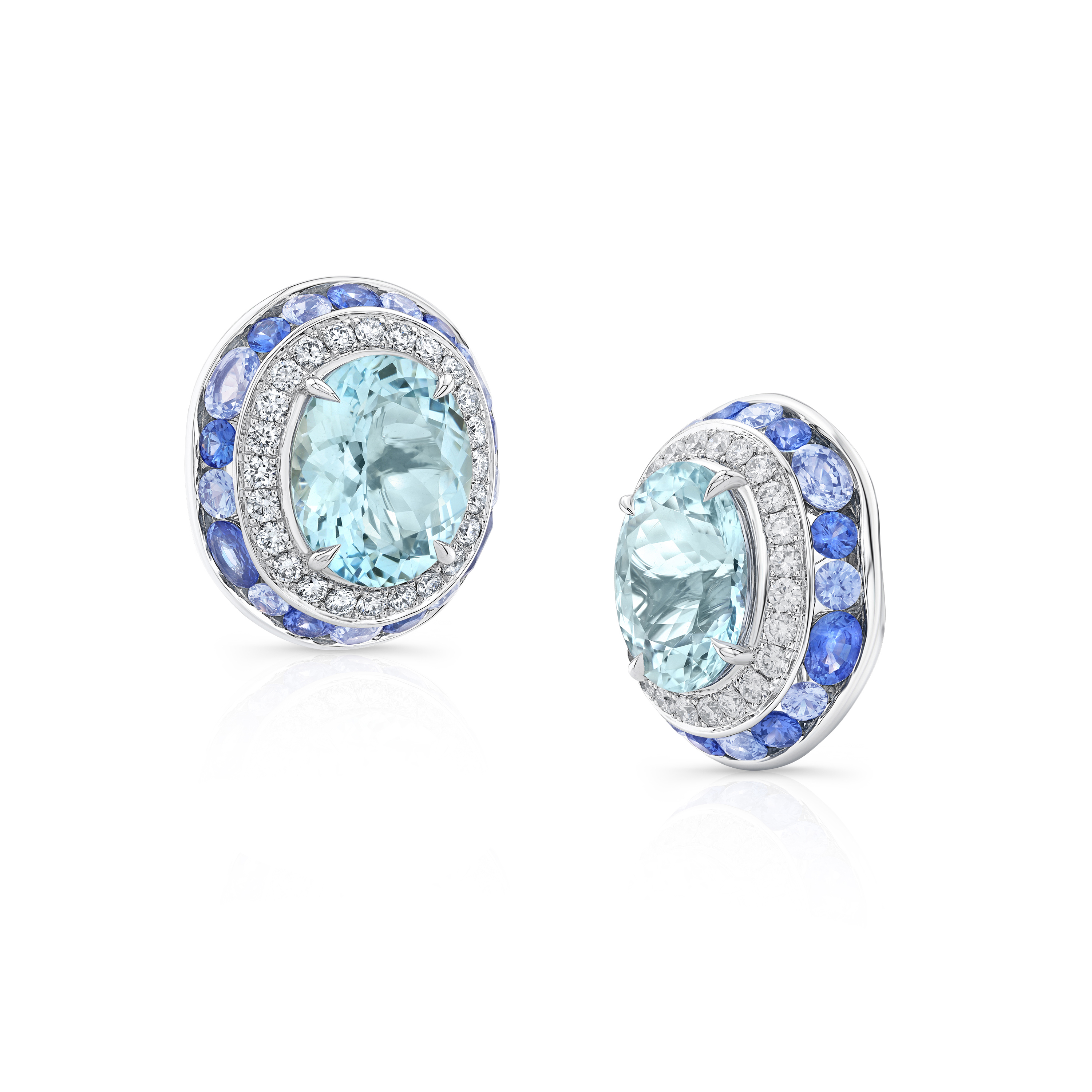 Robert Procop 18K White Gold Aquamarine Sapphire and Diamond Cuff Links itemprop=