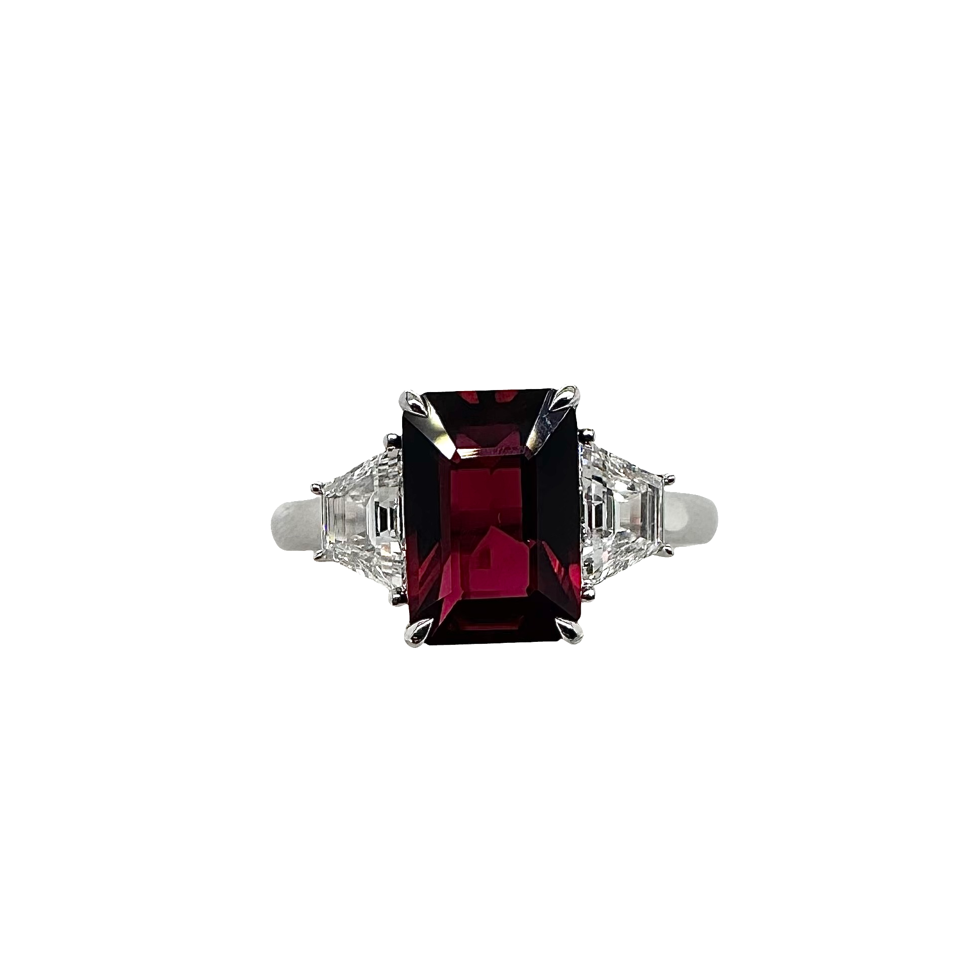 Platinum Ruby and Diamond Three-Stone Ring - RB103