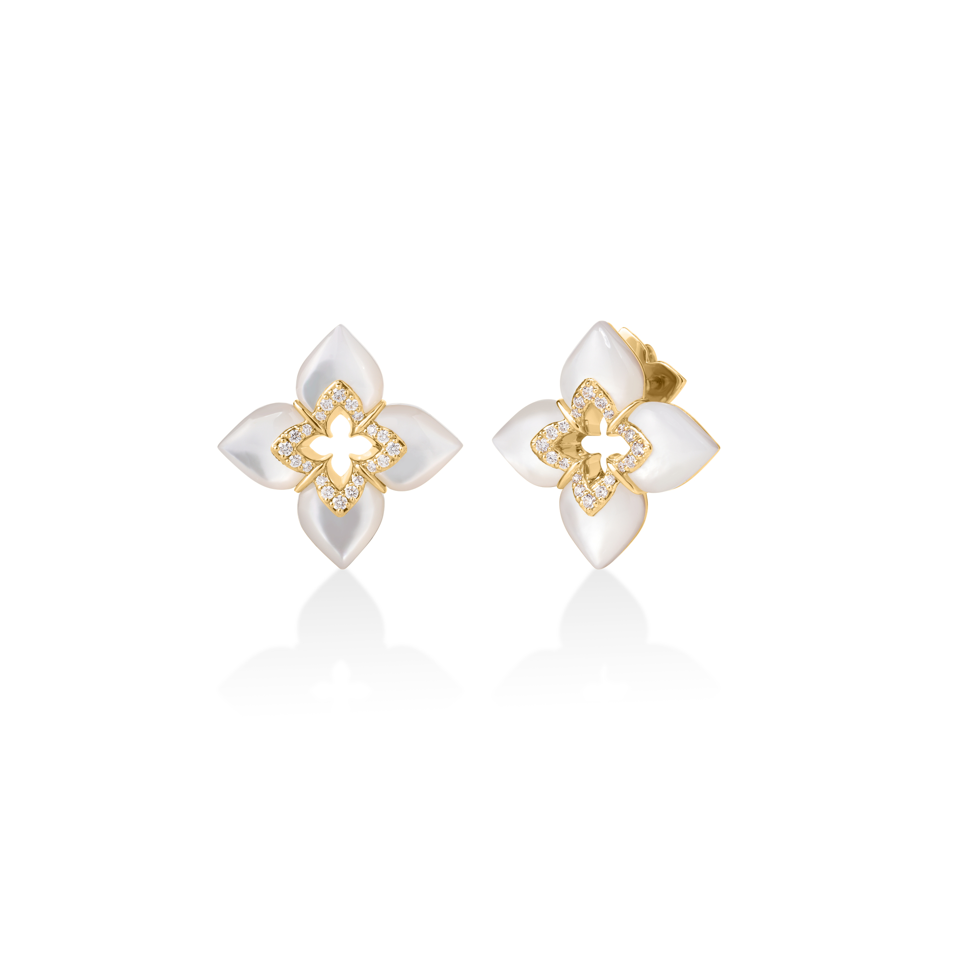 Roberto Coin 18K Yellow Gold Mother of Pearl and Diamond Flower Earrings