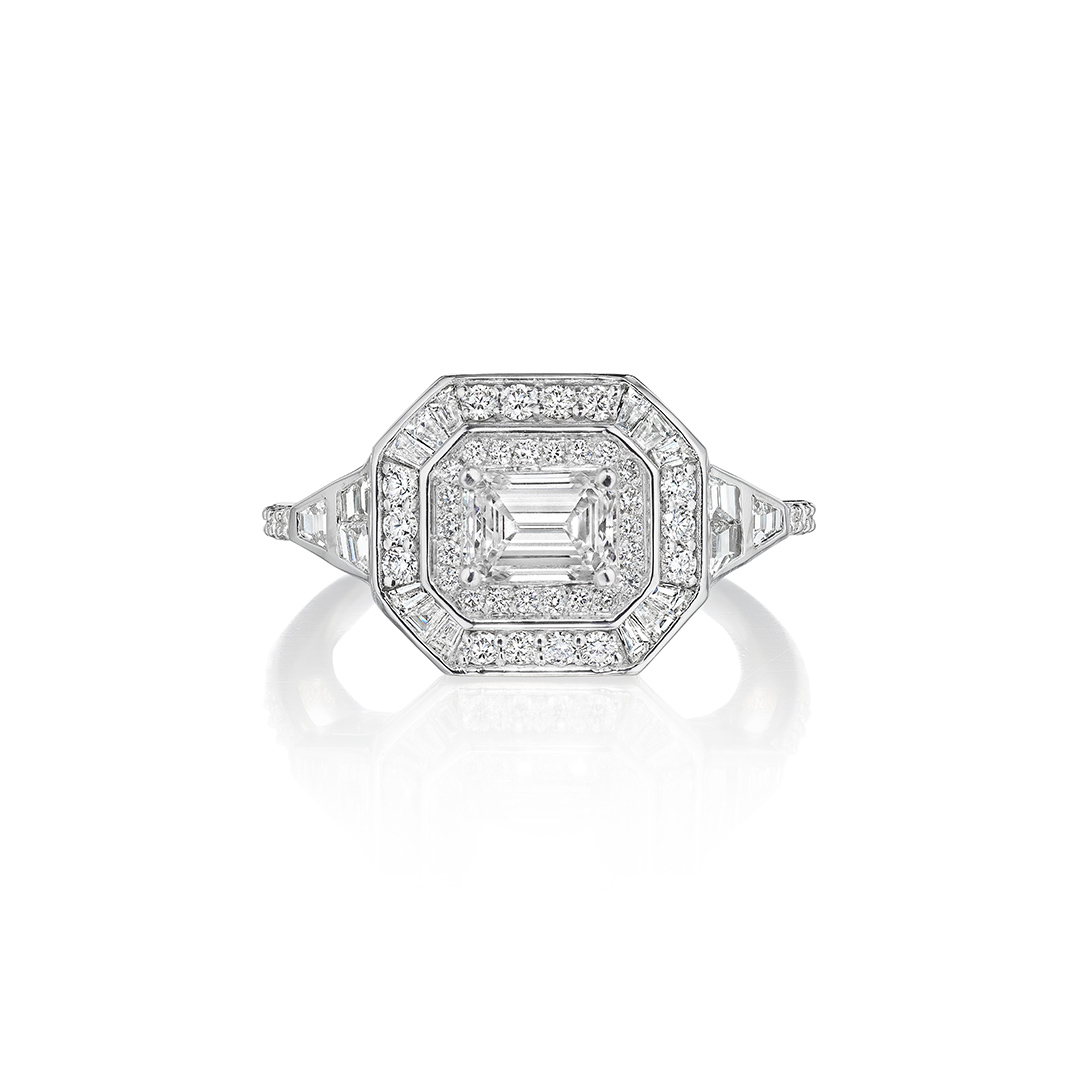 Penny Preville 18K White Gold Art Deco 50th Anniversary Diamond Ring
