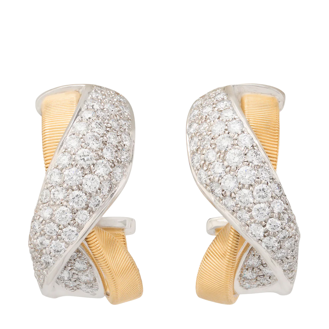 Marco Bicego 18K Yellow and White Gold Diamond Twist Hoop Earrings - OG419_B1_YW_M5