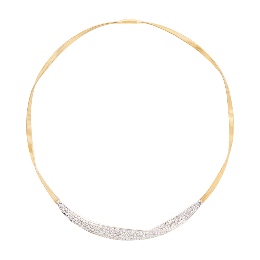 Marco Bicego 18K Yellow and White Gold Diamond Pave Crossover Necklaceq - CG750_B1_YW_M5