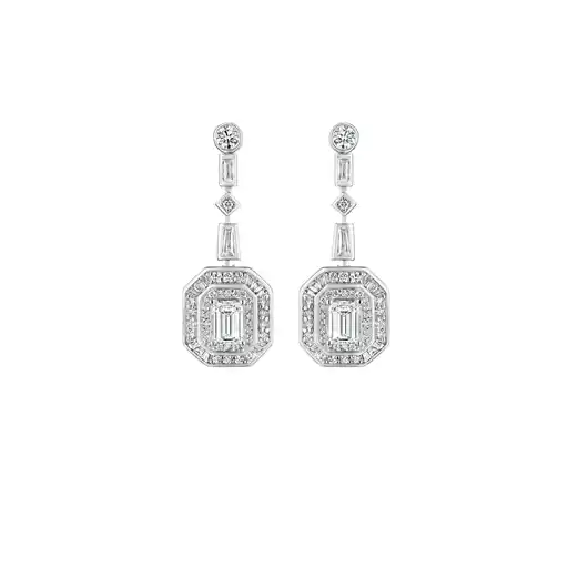 Penny Preville 18K White Gold Art Deco 50th Anniversary Diamond Earrings - E5286W