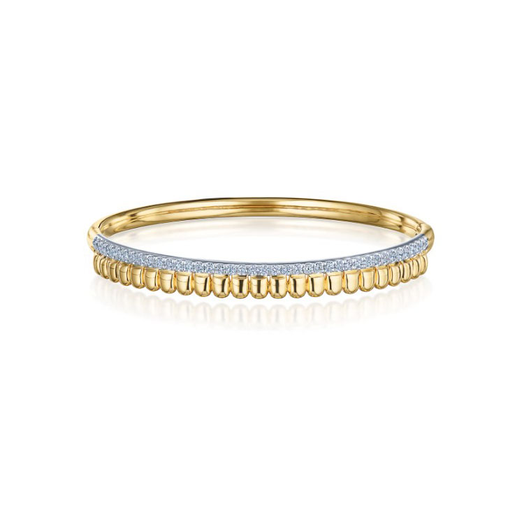 KWIAT 18K Yellow and White Gold Diamond Bangle Bracelet