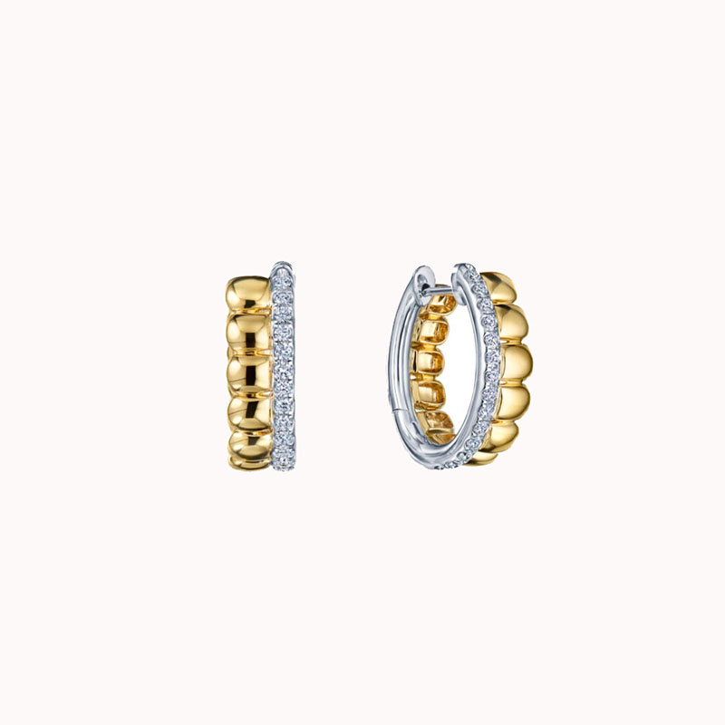 Huggie Hoop Earrings with Diamonds