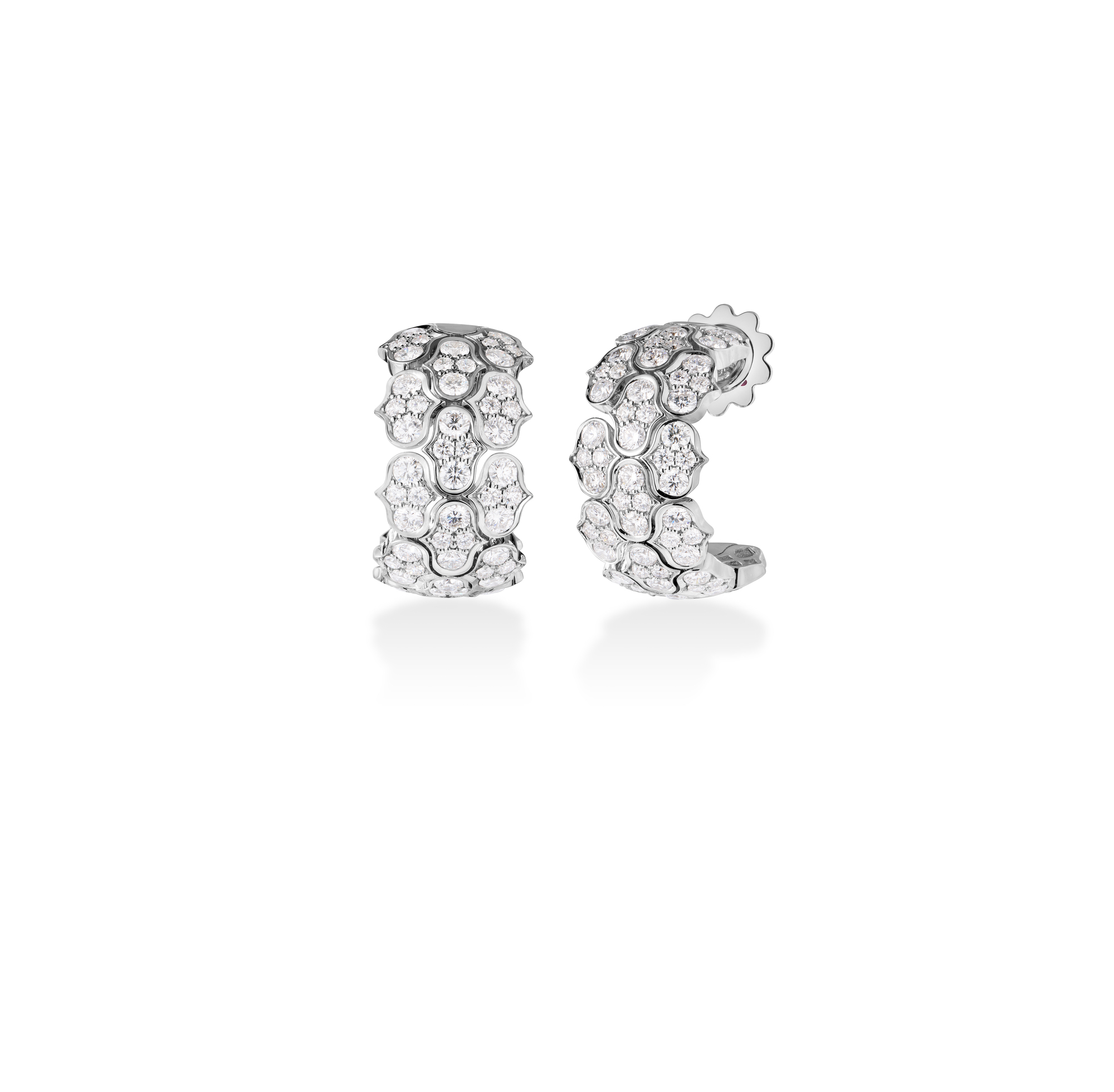 ROBERTO COIN 18K WHITE GOLD COBRA PAVE DIAMOND EARRINGS - 8883629AWERX