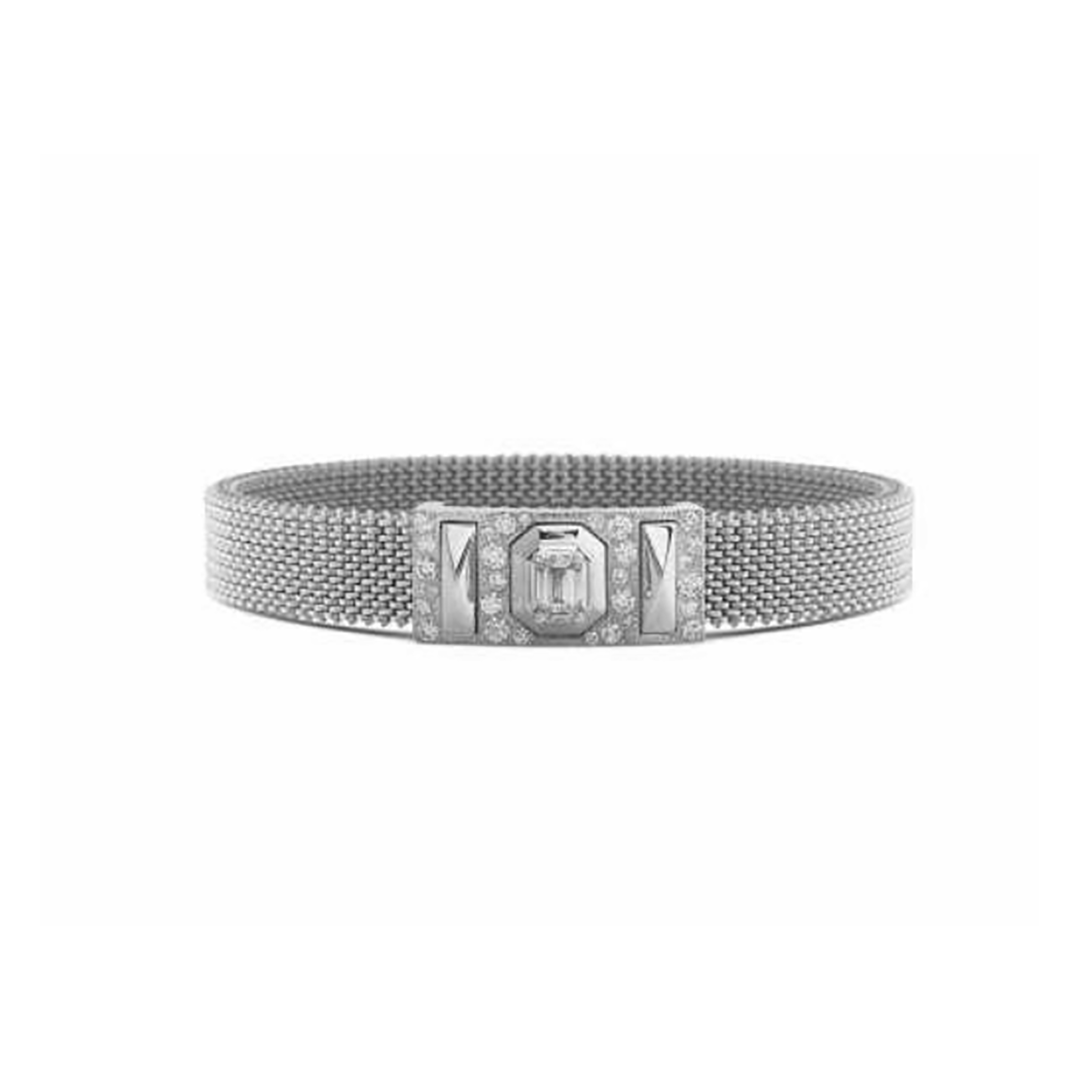 Mariani 18K White Gold Stainless Steel Diamond Bracelet - 01384BR