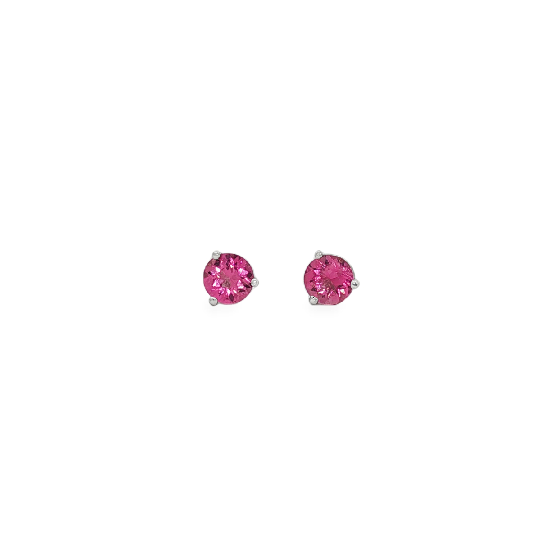 18K White Gold Pink Tourmaline Stud Earrings