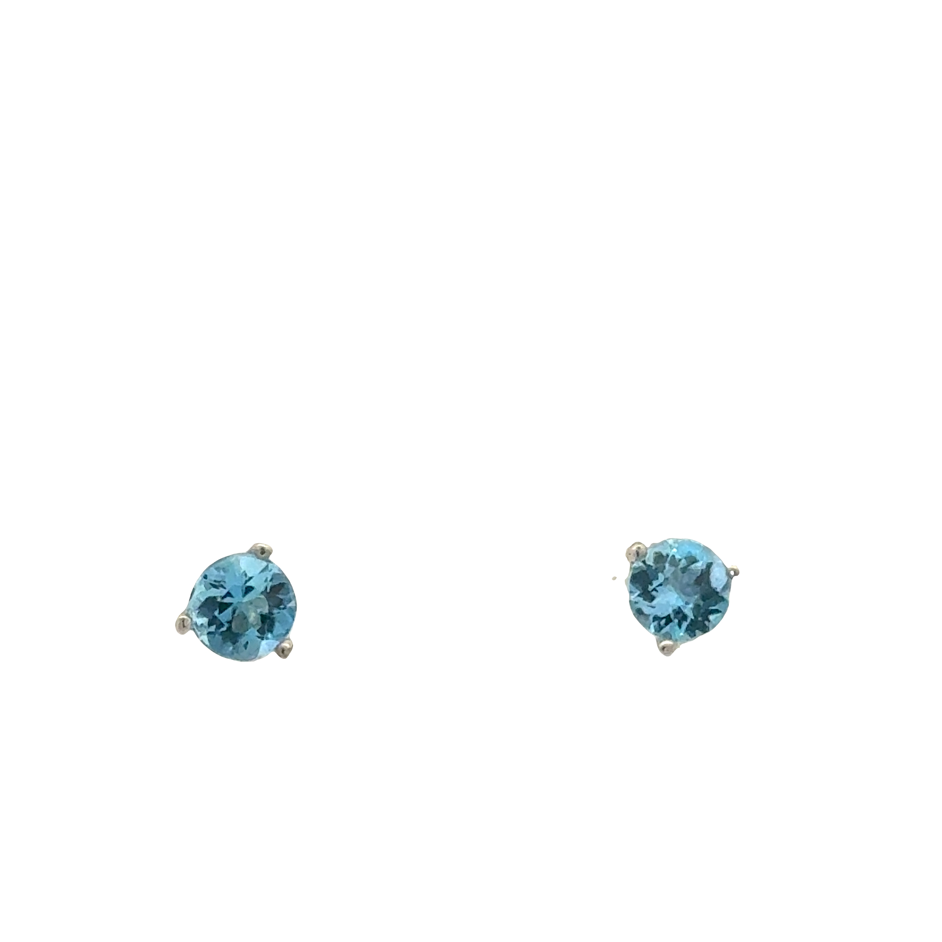 18K White Gold Aquamarine Stud Earrings - 6506